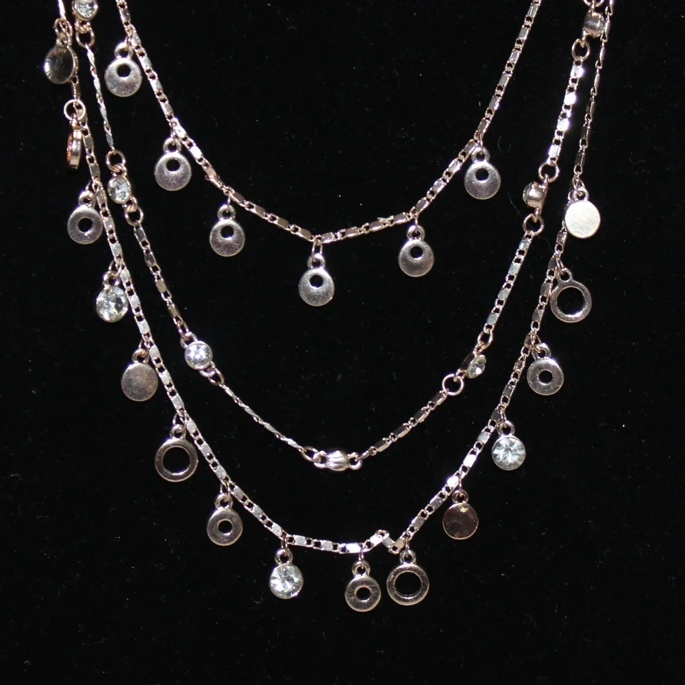 Metal Rose and Yellow Gold Tri-Necklace - Picture 3 of 5